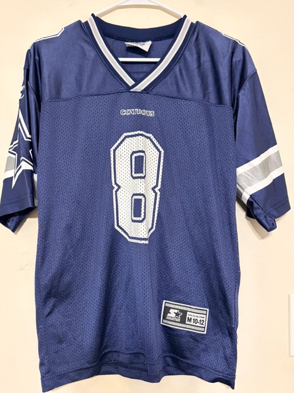 VTG Vintage Boys Starter Dallas Cowboys Troy Aikman #8 Jersey Size Medium 10-12